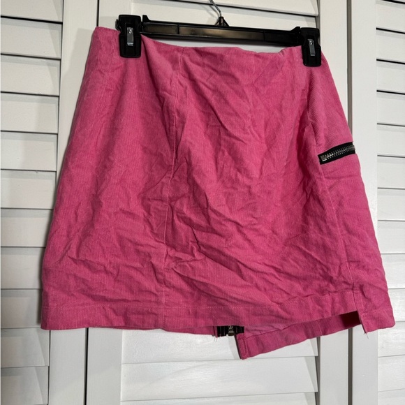 The Ragged Priest Pink Asymmetrical Corduroy Mini Skirt Size Small - Picture 2 of 6
